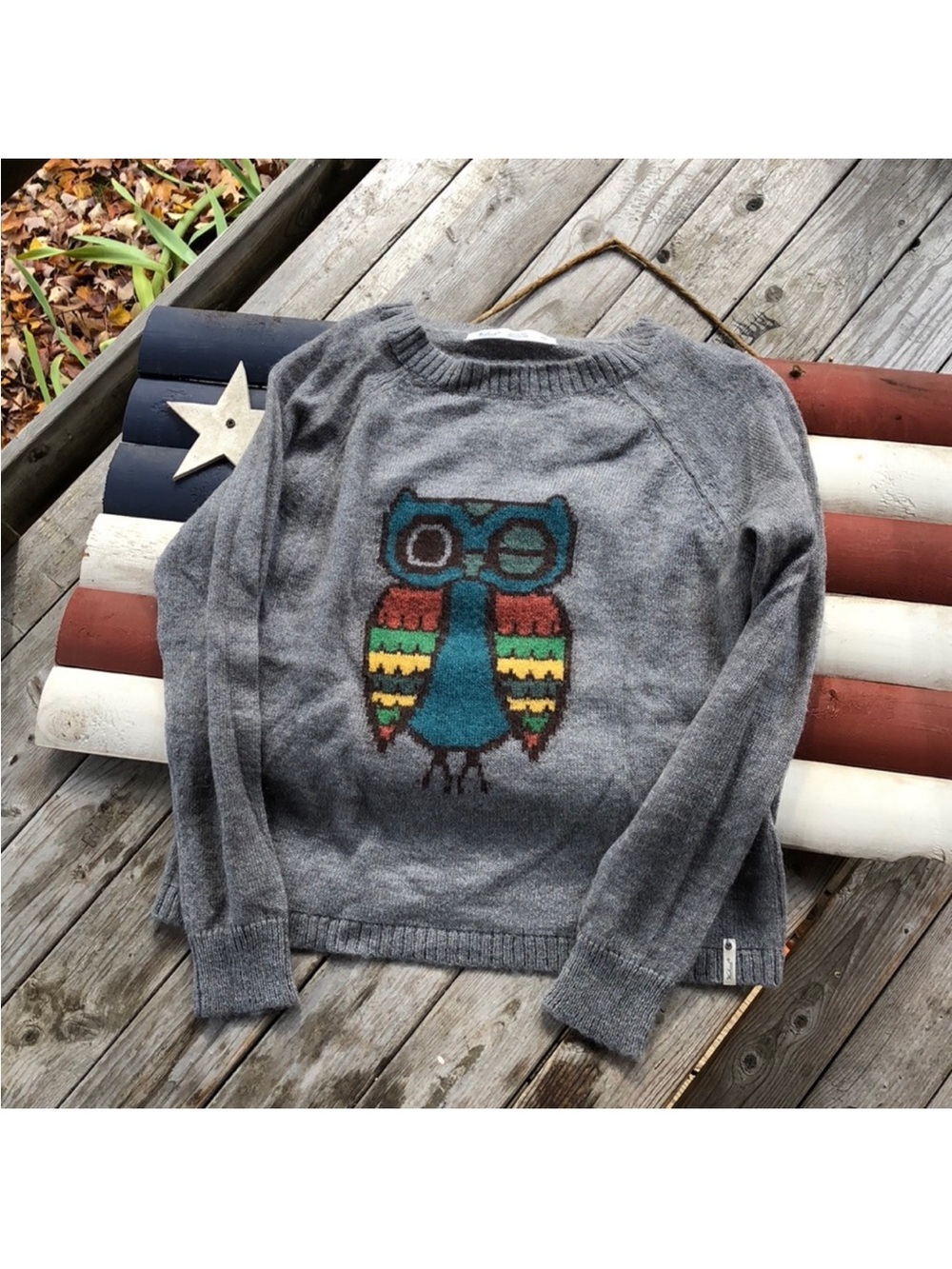 Woolrich Gray Owl Graphic Crewneck Sweater